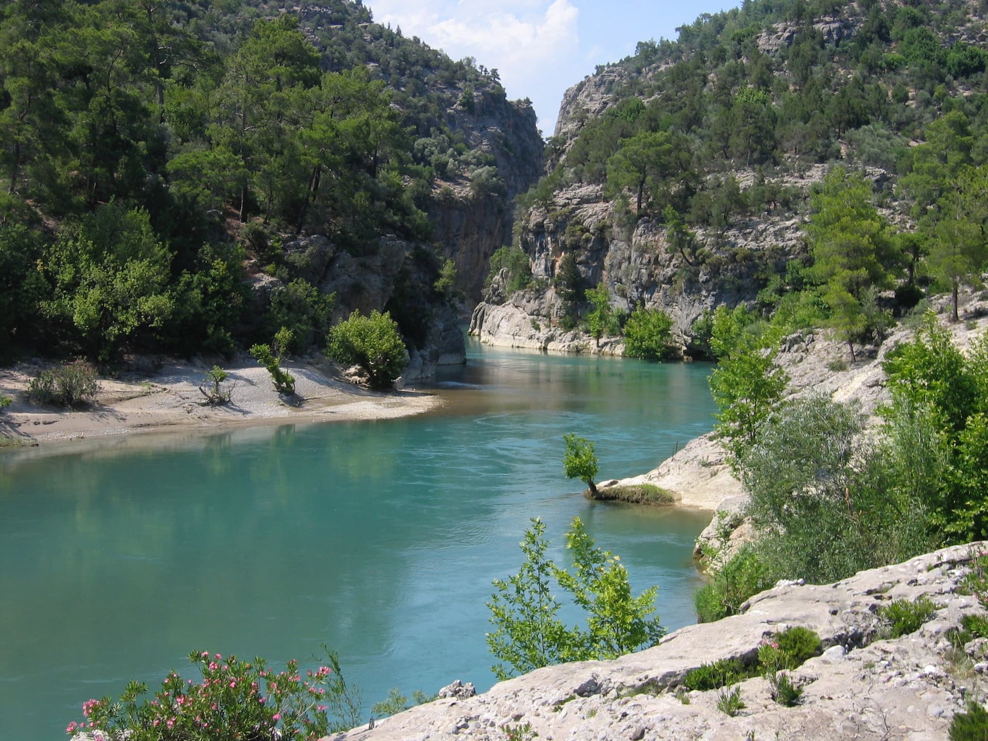 Turquoise river winding through a rocky canyon in the Taurus Mountains