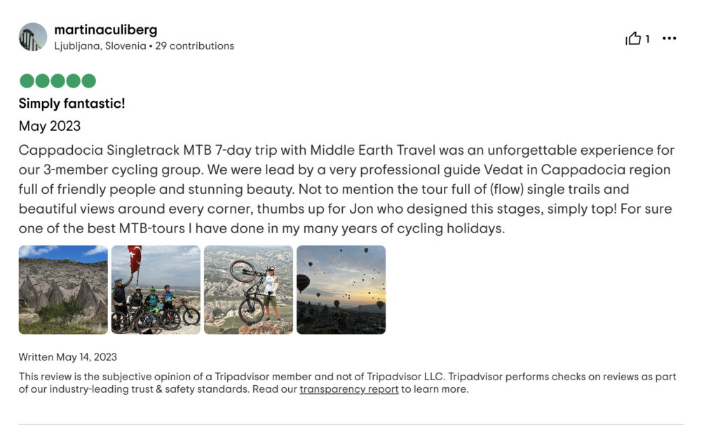 Biking in Turkey Customer Testimonials Cappadocia and Aegean