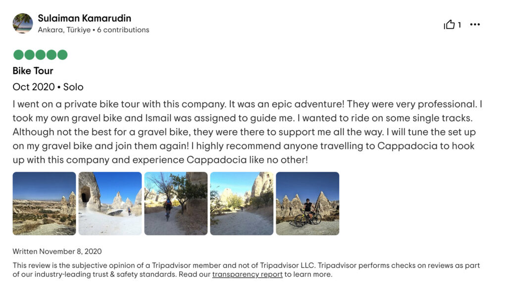 Biking in Turkey Customer Testimonials Cappadocia and Aegean
